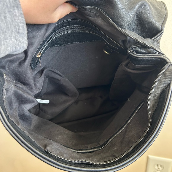 Black Faux Leather Purse Bag Backpack - Picture 3 of 5